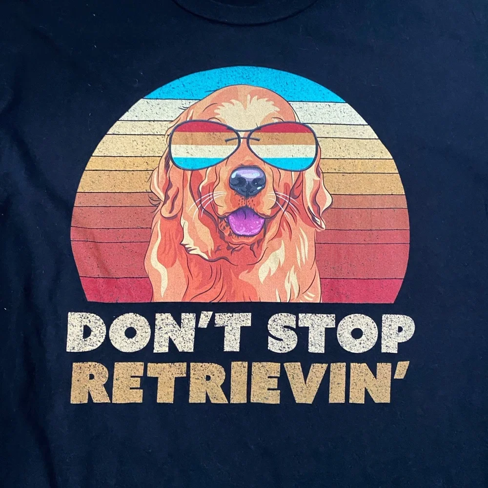 Retro New Wave T-Shirt Golden Retriever Don’t Stop Retrieving Size Large - Picture 4 of 6